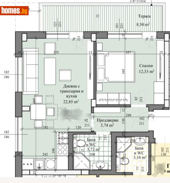 Двустаен, 77m² - Жк. Христо Смирненски, Пловдив - Апартамент за продажба - МАГИЛЕНА - 113576338
