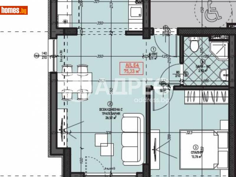 Двустаен, 75m² - Жк. Левски В, София - Апартамент за продажба - АДРЕС НЕДВИЖИМИ ИМОТИ - 113599926
