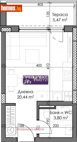 Едностаен, 43m² - Кв. Каменица , Пловдив - Апартамент за продажба - Превилекс имоти ЕООД - 113645100