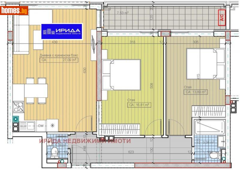 Тристаен, 107m² - Кв. Бояна, София - Апартамент за продажба - Ирида - 113649702