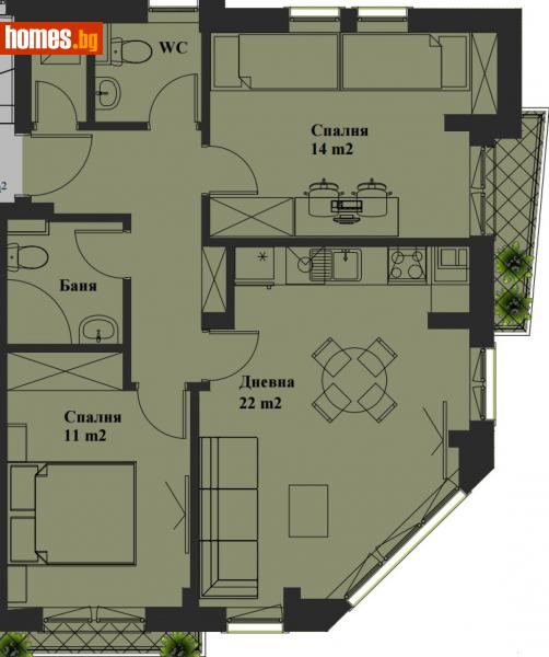 Тристаен, 91m² - Жк. Банишора, София - Апартамент за продажба - Ирида - 113649816