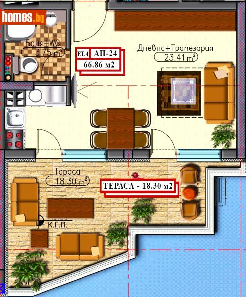 Двустаен, 67m² - Жк. Дружба 1, София - Апартамент за продажба - СИБИЕМ КОНСУЛТ ООД - 113673892