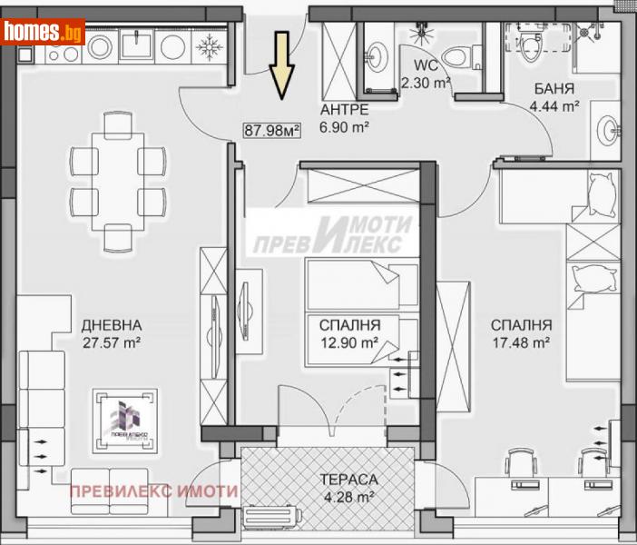 Тристаен, 104m² - Кв. Кършияка, Пловдив - Апартамент за продажба - Превилекс имоти ЕООД - 113674405