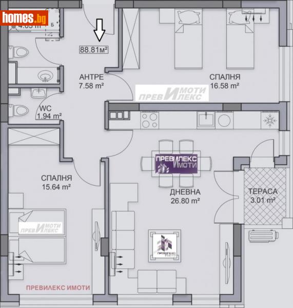 Тристаен, 106m² - Кв. Кършияка, Пловдив - Апартамент за продажба - Превилекс имоти ЕООД - 113674407