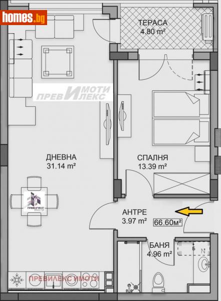 Двустаен, 79m² - Кв. Кършияка, Пловдив - Апартамент за продажба - Превилекс имоти ЕООД - 113674409