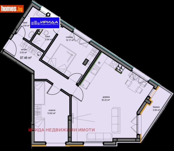Тристаен, 116m² - Жк. Овча Купел, София - Апартамент за продажба - Ирида - 113674489