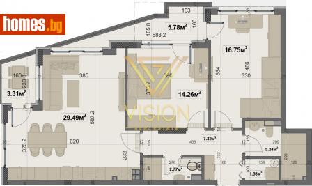 Тристаен, 117m² - Апартамент за продажба - 113743081