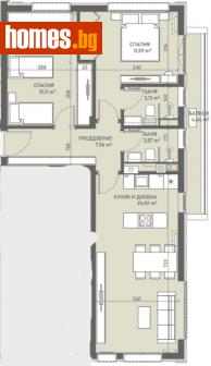 Тристаен, 86m² - Апартамент за продажба - 113781695