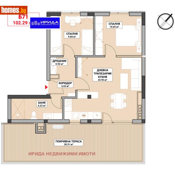 Тристаен, 121m² - Жк. Младост 4, София - Апартамент за продажба - Ирида - 113786243