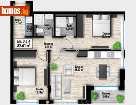 Тристаен, 97m² - Апартамент за продажба - 113847321