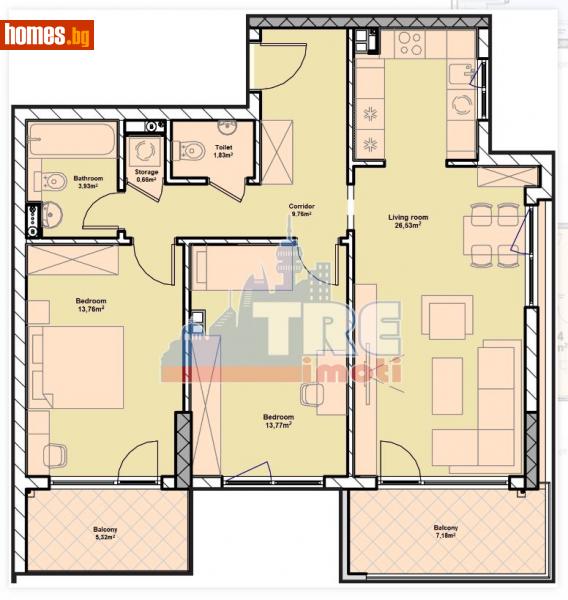 Тристаен, 115m² - Жк. Полигона, София - Апартамент за продажба - ТЕНДЕНЗ РИАЛ ЕСТЕЙТ - 113851619