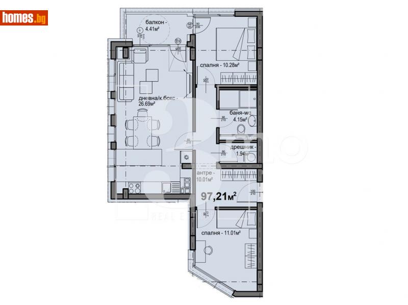 Тристаен, 97m² - Жк. Люлин 5, София - Апартамент за продажба - 3mo офис Амалтея - 113864406