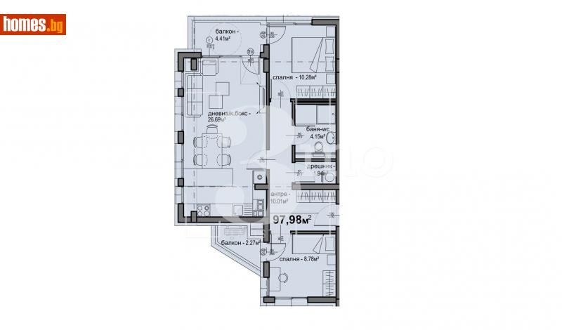 Тристаен, 98m² - Жк. Люлин 5, София - Апартамент за продажба - 3mo офис Амалтея - 113864418