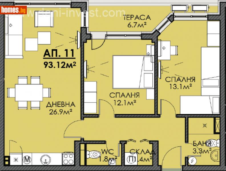 Тристаен, 93m² - Жк. Меден Рудник, Бургас - Апартамент за продажба - ЕМ ДЖИ ЕСТЕЙТ - 113932742