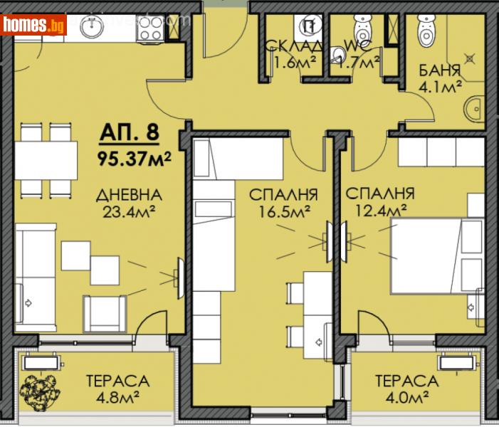 Тристаен, 95m² - Жк. Меден Рудник, Бургас - Апартамент за продажба - ЕМ ДЖИ ЕСТЕЙТ - 113932745