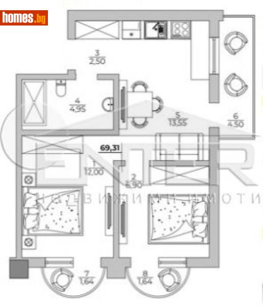 Тристаен, 69m² - М-т Ален Мак, Варна - Апартамент за продажба - Ентер Недвижими имоти - 113965019