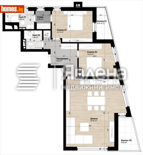 Тристаен, 113m² - Жк. Сухата Река, София - Апартамент за продажба - ЯВЛЕНА - 113983727