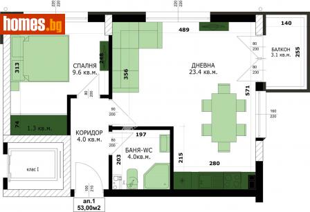 Двустаен, 60m² - Апартамент за продажба - 114009735