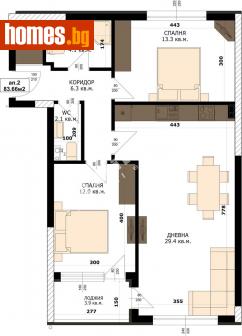 Тристаен, 95m² - Апартамент за продажба - 114009736