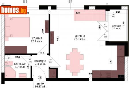 Двустаен, 64m² - Апартамент за продажба - 114009775