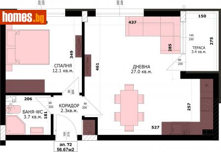 Двустаен, 64m² - Апартамент за продажба - 114009779