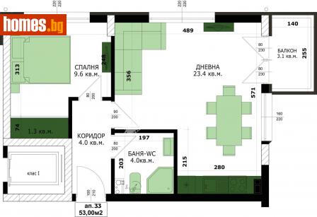 Двустаен, 60m² - Апартамент за продажба - 114009807