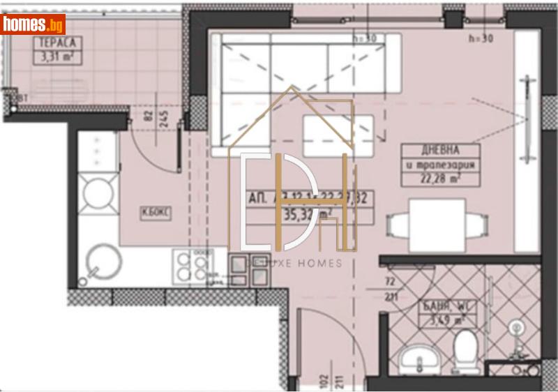 Едностаен, 44m² - Жк. Христо Смирненски, Пловдив - Апартамент за продажба - Deluxe Homes - 114033464