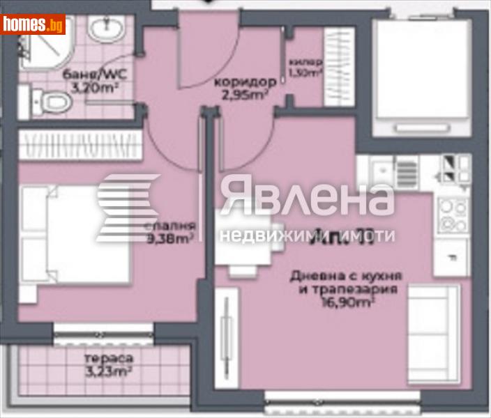 Двустаен, 50m² - Кв. Аспарухово, Варна - Апартамент за продажба - ЯВЛЕНА - 114106591