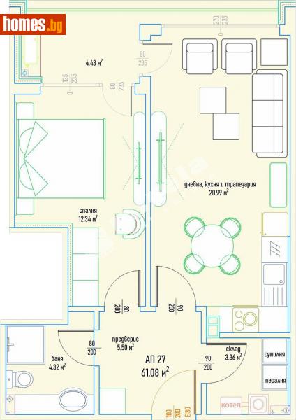 Двустаен, 75m² - Кв. Малинова Долина, София - Апартамент за продажба - МИРЕЛА - 114125610