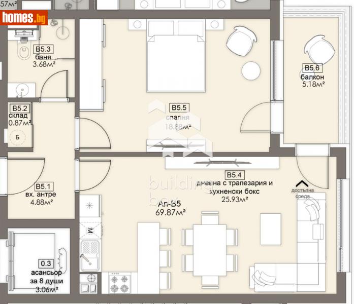Двустаен, 80m² - Жк. Люлин 5, София - Апартамент за продажба - Билдинг Бокс - 114128848