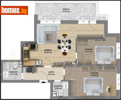 Тристаен, 113m² - Апартамент за продажба - 114145514
