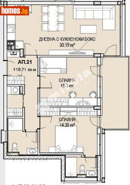 Тристаен, 119m² - Кв. Кръстова Вада, София - Апартамент за продажба - МИРЕЛА - 114174139
