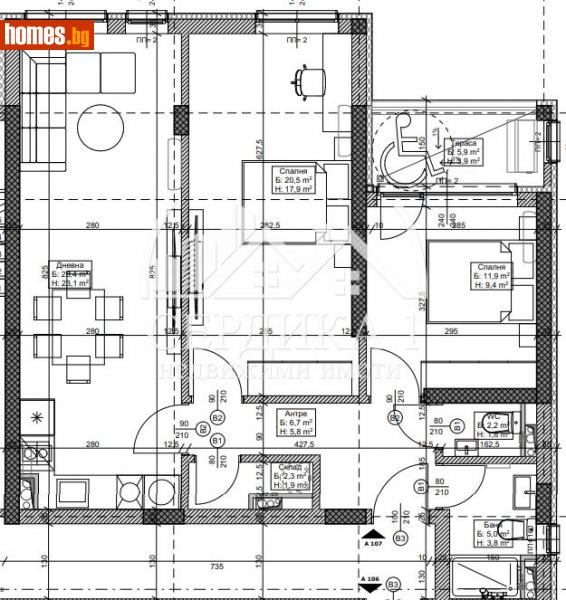 Тристаен, 94m² - Кв. Модерно Предградие, София - Апартамент за продажба - СЕРДИКА 1 НЕДВИЖИМИ ИМОТИ ЕООД - 114187676
