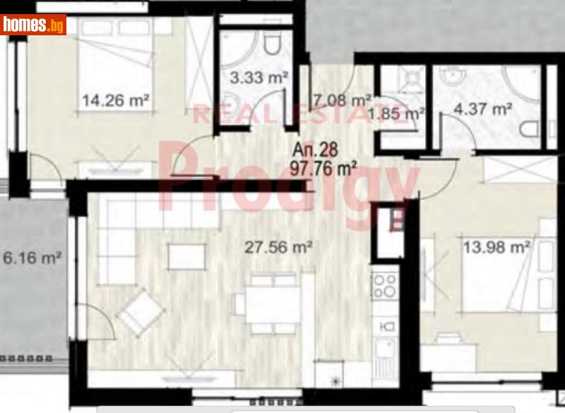 Тристаен, 118m² - Жк. Зона Б5, София - Апартамент за продажба - Продиджи - 114222955