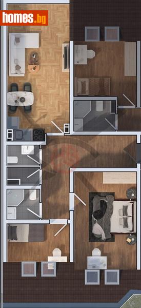 Тристаен, 92m² - Жк. Дружба 1, София - Апартамент за продажба - ЕКС НВД - 114255156