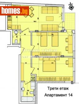Тристаен, 109m² - Апартамент за продажба - 114325686