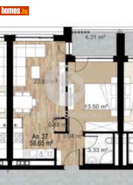 Двустаен, 70m² - Жк. Зона Б18, София - Апартамент за продажба - Глобъл Сървисиз ООД - 114334549