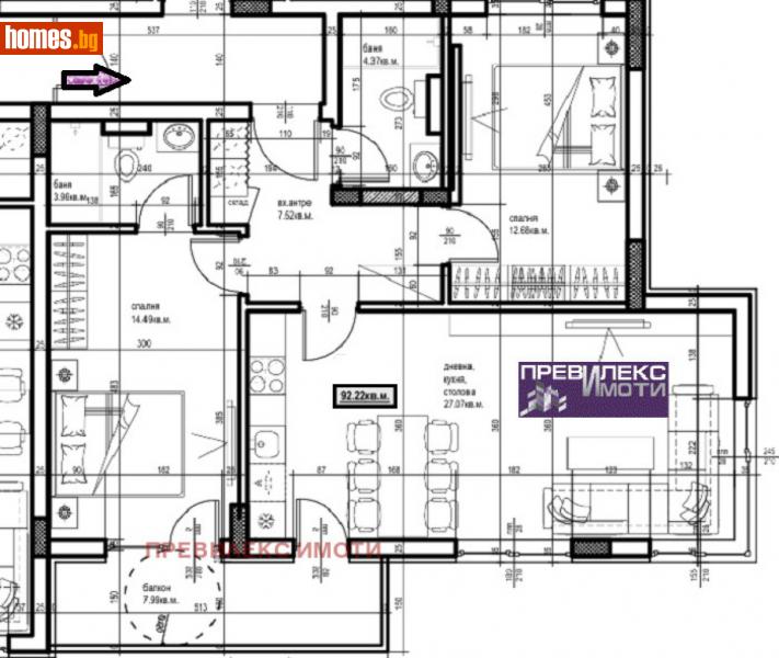 Тристаен, 108m² - Жк. Христо Смирненски, Пловдив - Апартамент за продажба - Превилекс имоти ЕООД - 114338156