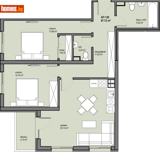 Тристаен, 102m² - Жк. Левски Г, София - Апартамент за продажба - Ирида - 114347394