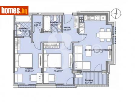 Тристаен, 108m² - Апартамент за продажба - 114355652