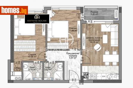 Тристаен, 83m² - Апартамент за продажба - 114356003