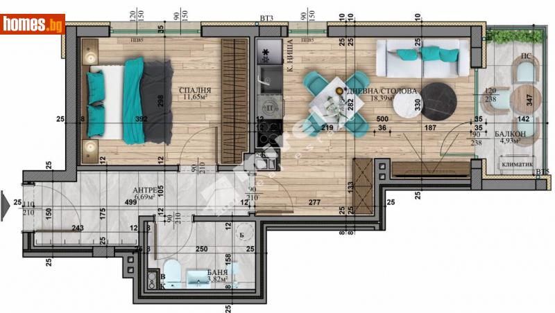 Двустаен, 65m² - Кв. Витоша, София - Апартамент за продажба - МИРЕЛА - 114357271