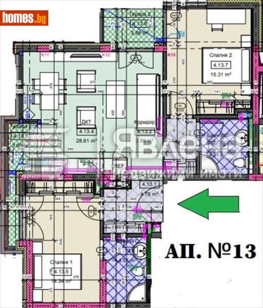 Тристаен, 117m² - Кв. Витоша, София - Апартамент за продажба - ЯВЛЕНА - 114406530