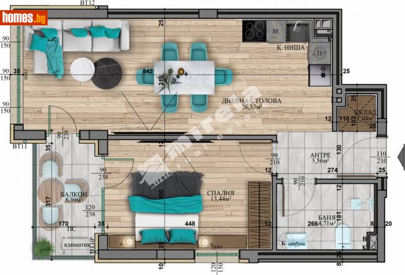 Двустаен, 74m² - Кв. Витоша, София - Апартамент за продажба - МИРЕЛА - 114437339