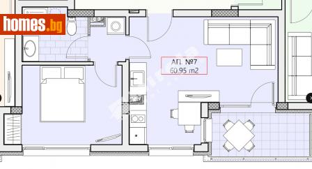 Двустаен, 61m² - Апартамент за продажба - 114437431