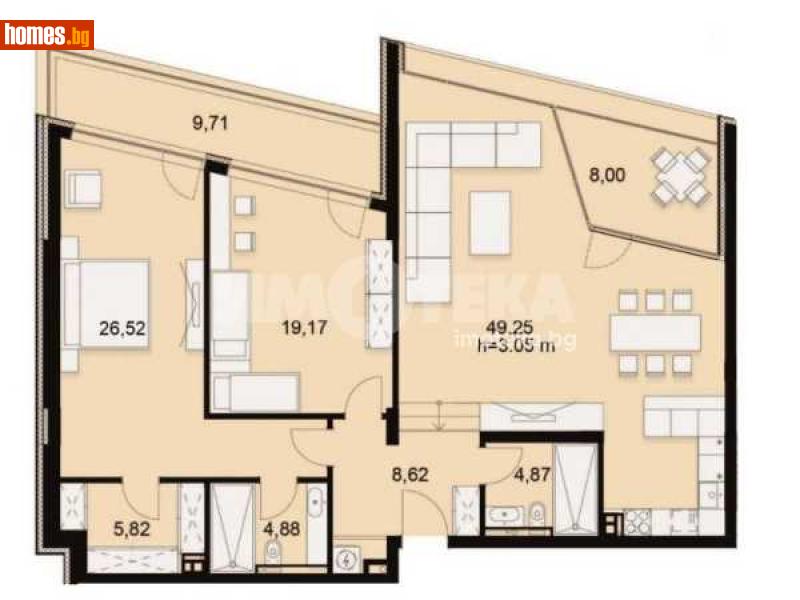 Тристаен, 178m² - Кв. Симеоново, София - Апартамент за продажба - ИМОТЕКА АД - 114437512