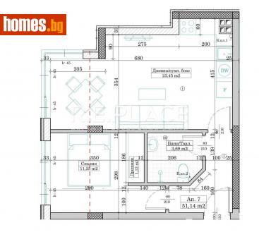 Двустаен, 59m² - Апартамент за продажба - 114490649