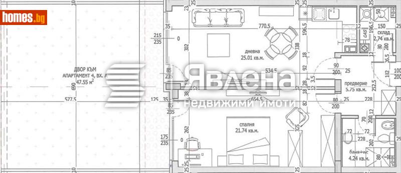 Двустаен, 75m² - Кв. Малинова Долина, София - Апартамент за продажба - ЯВЛЕНА - 114498025