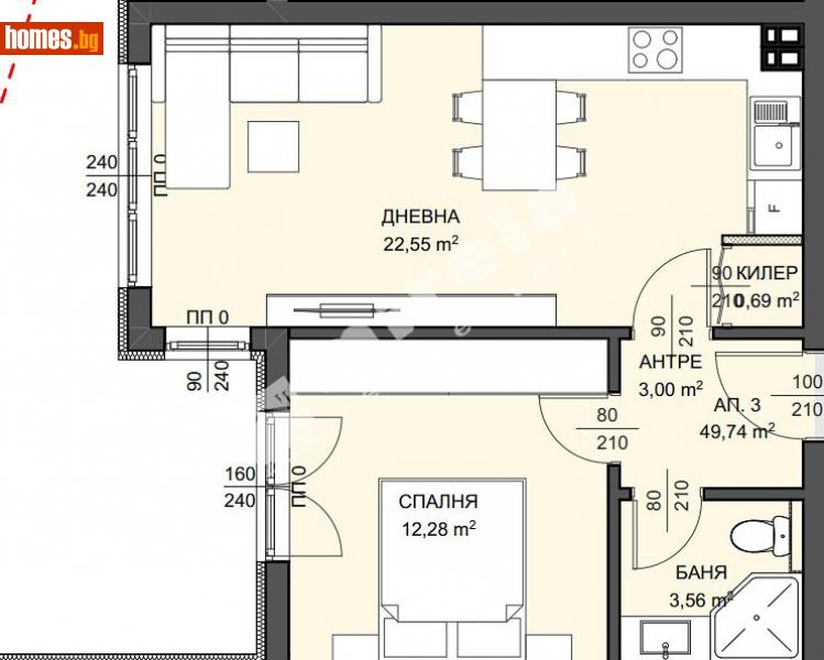 Двустаен, 56m² - Варна, Варна - Апартамент за продажба - МИРЕЛА - 114531416