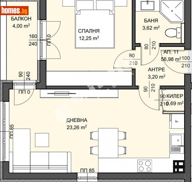 Двустаен, 64m² - Варна, Варна - Апартамент за продажба - МИРЕЛА - 114531419